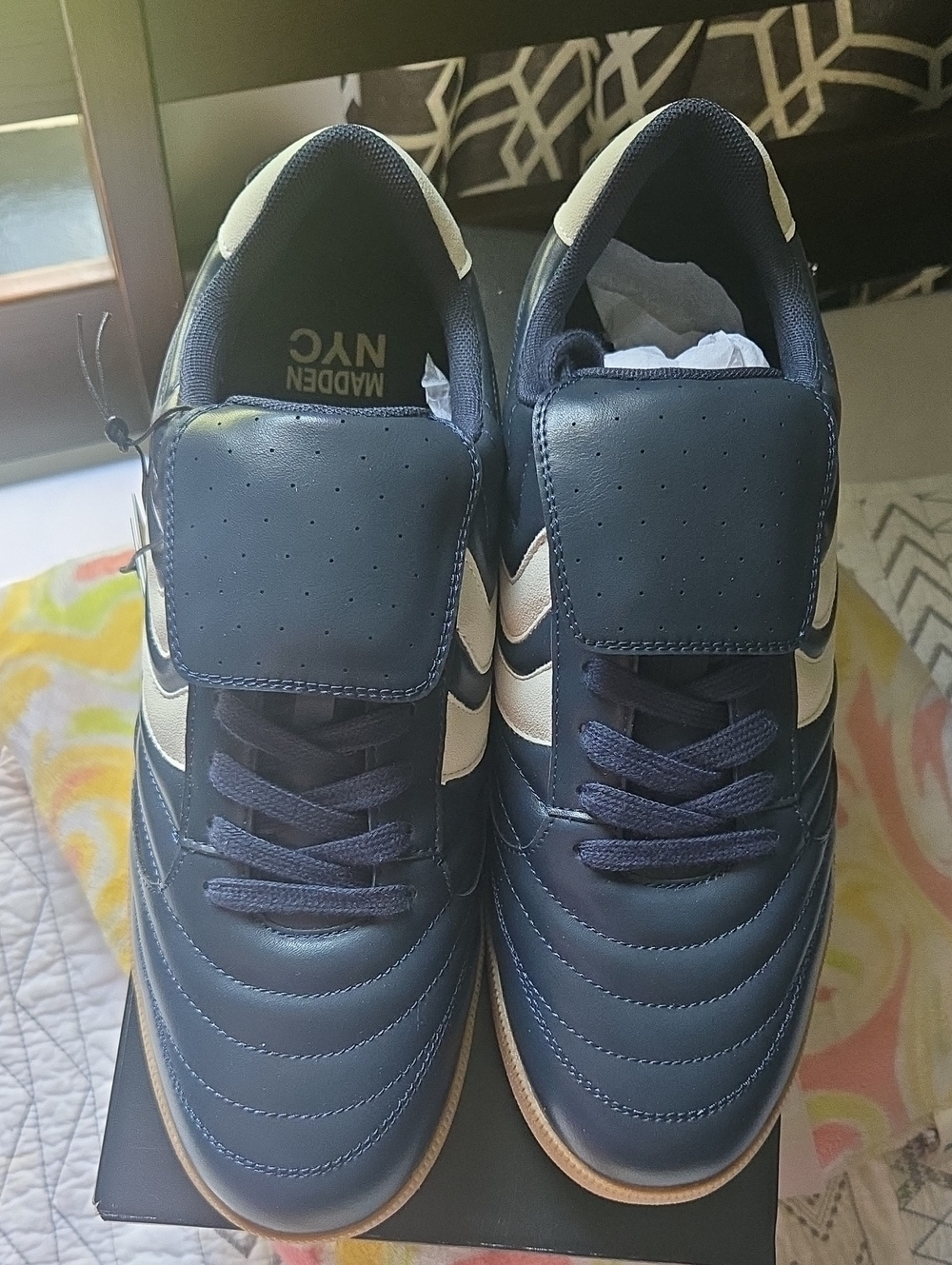 MADBEN NYC Navy & Cream Lace-Up Men's Sneakers